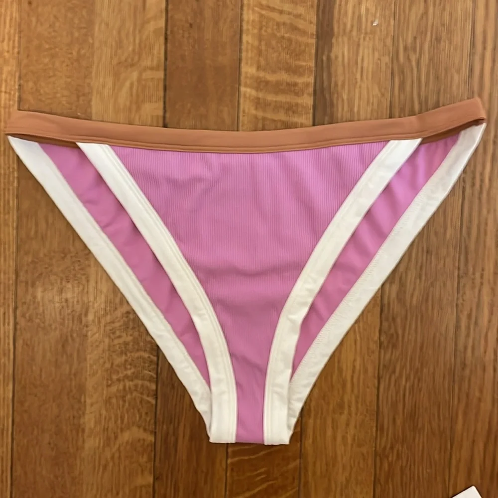 l*space Classic Swim Bottom Rosebud‎ Cream Putty XL Ribbed Vacay NWT $79